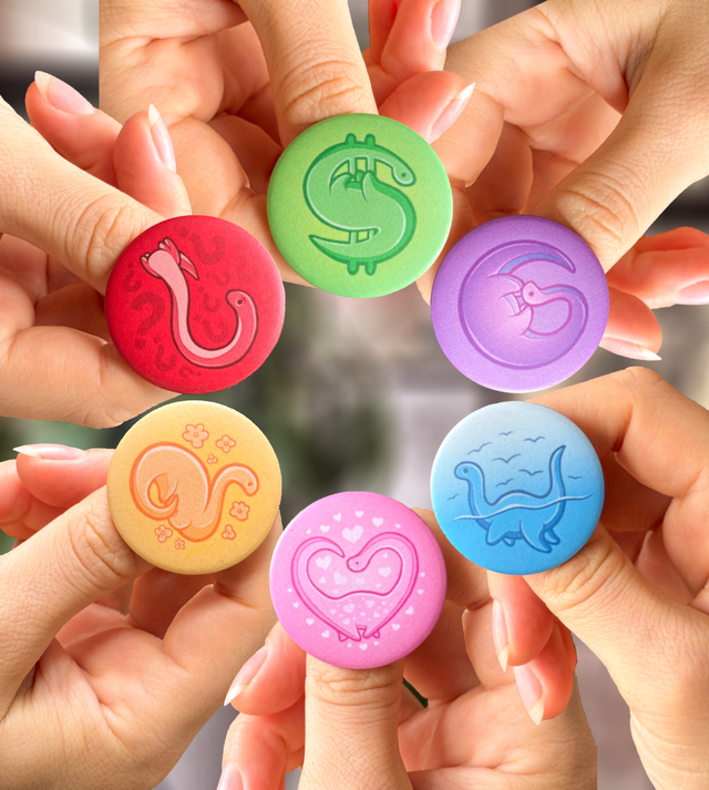 Kolorowe dinoprzypinki 