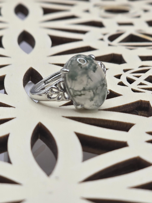 Bague réglable Agate mousse