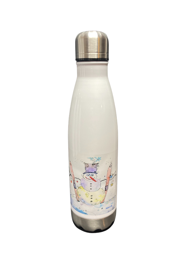 Thermosflasche "Schneemann mit Ski"