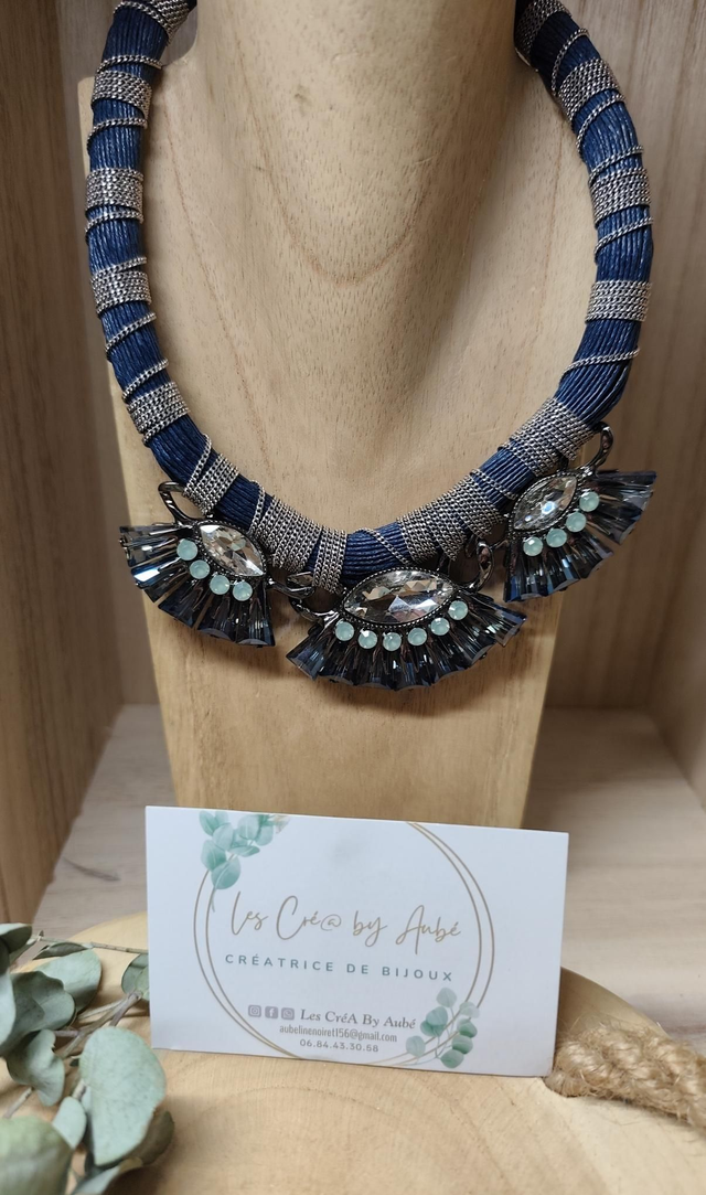 BIG COLLIER OEIL STRASS BLEU/ARGENTE 0001269