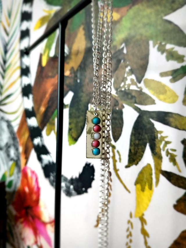 Trans Flag resin necklace