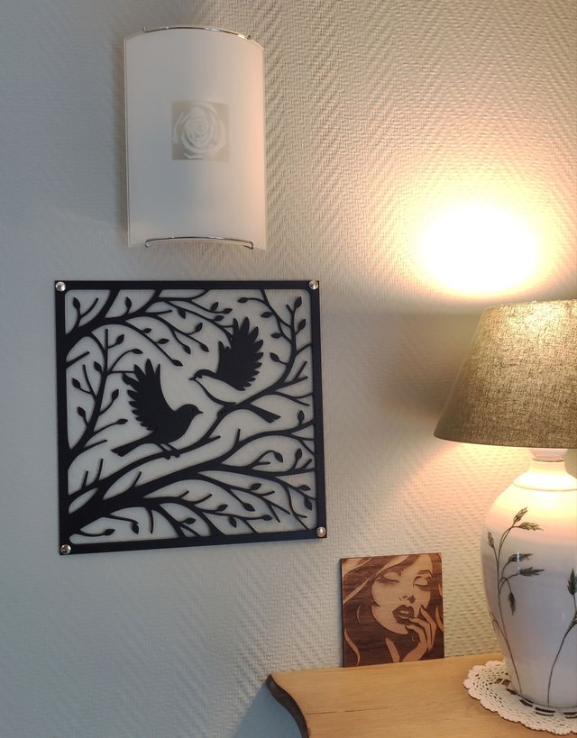 Décoration murale couple d&#039;oiseaux 