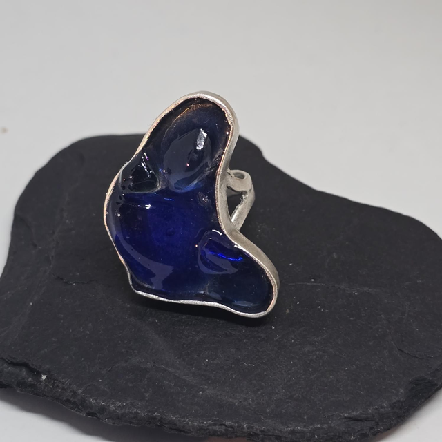 Rock Pool Collection Ring with Blue Berwickshire &amp; Swedish Seaglass 