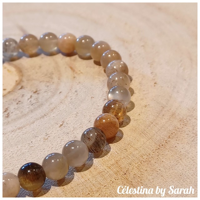 Bracelet Pierre de lune multicolore 6mm Taille Dame