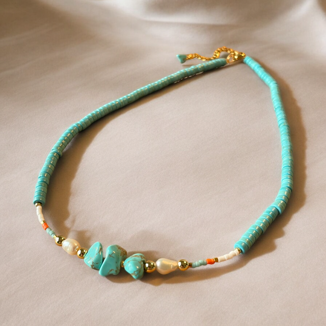 Choker Turquoise et Perles nacrées