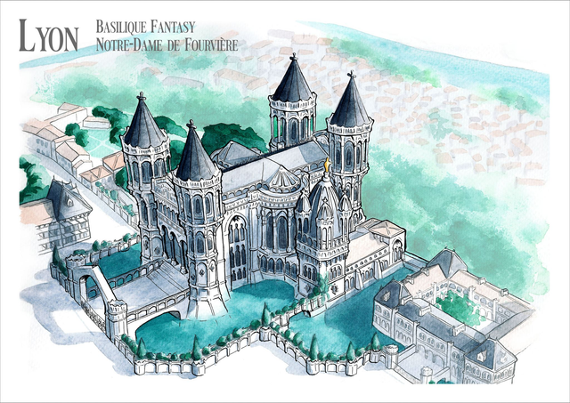 Architecture lyonnaise - La Basilique Notre-Dame de Fourvière fantasy