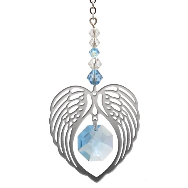 03 March - Angel Wings Heart Crystal Suncatcher