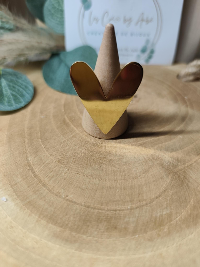 BIG BAGUE COEUR ACIER INOXY GOLD T52/54 0000793