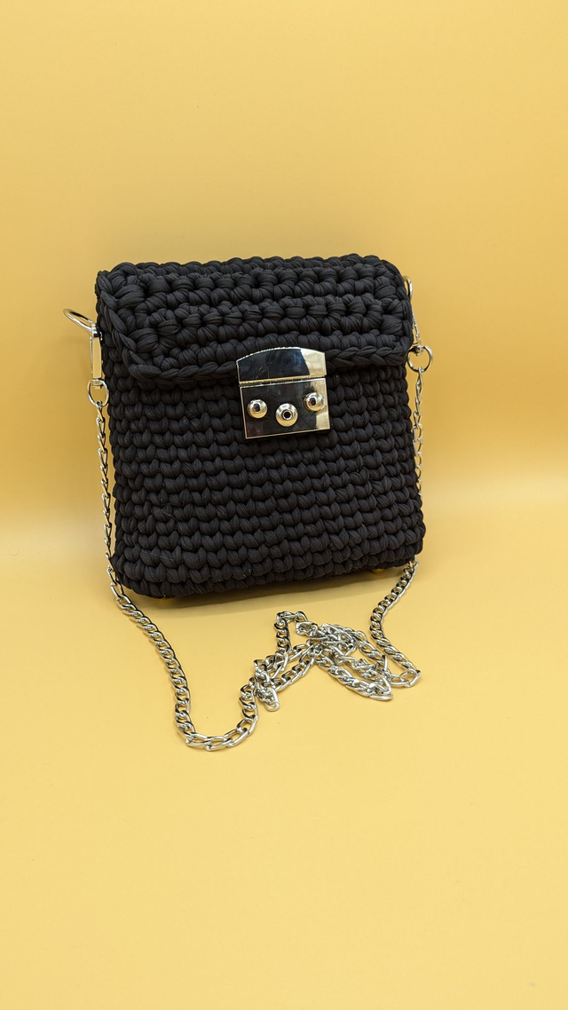 Sac noir argenté Carré