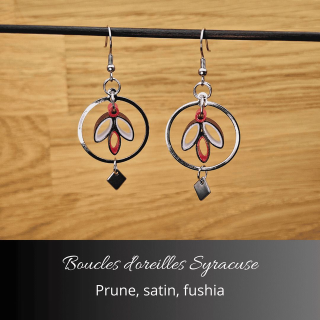Boucles d&#039;oreilles Syracuse - Prune, fushia, satin