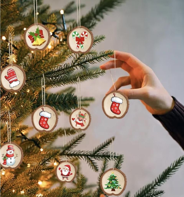 Wood Slice Festive Christmas Hanging – Write Your Own Message