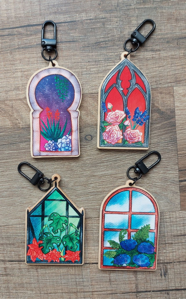 Porte-clé Un regard sur le jardin