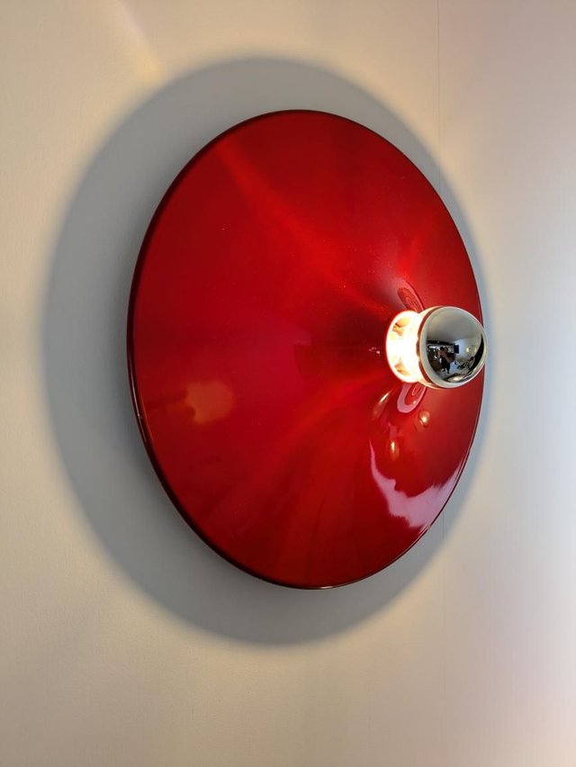 Disco by Stilnovo, Red Wall light Italy, 1970. Designed by Gianluigi Gorgoni.