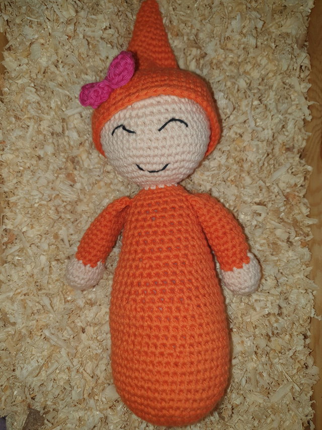 Poupée culbuto orange + grelot