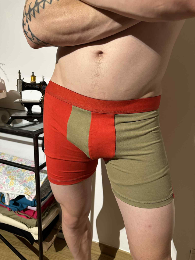 Boxer kaki &amp; rouge