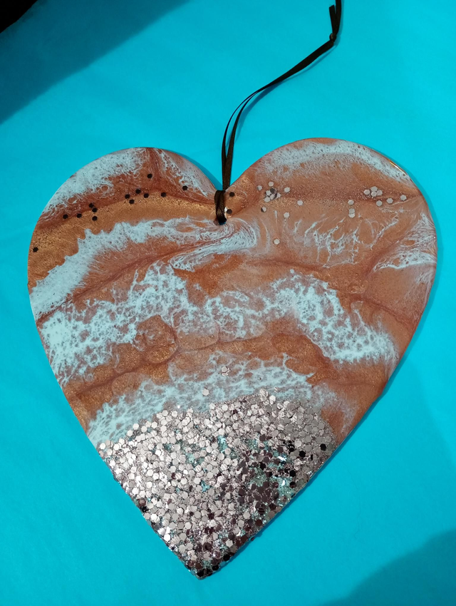 Apricot, gold and copper heart