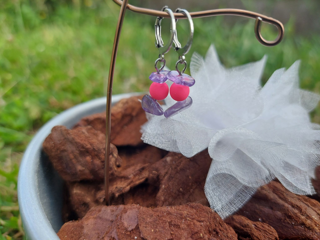 Boucle d'oreille pendante Pierre & Perle