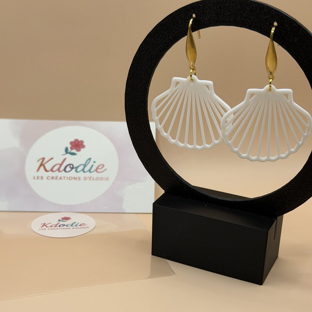 Boucles d'oreilles Coquillage - Forme Ajourée - Attaches Style crochet dorée