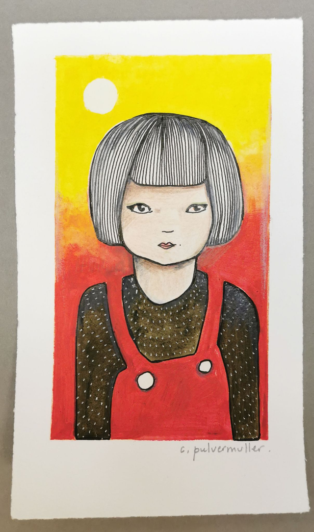 Jeune fille au pull brun