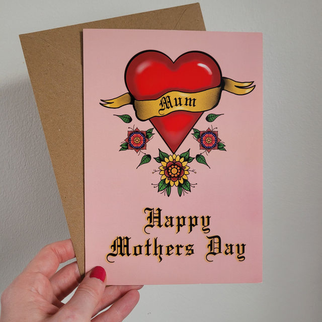 Heart &amp; Scroll Mother’s Day A5 Greetings Card
