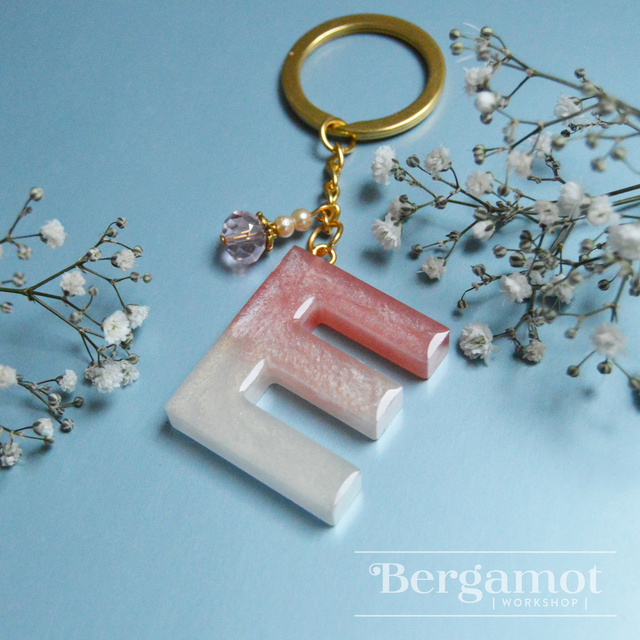 Pink Resin Letter Keyring