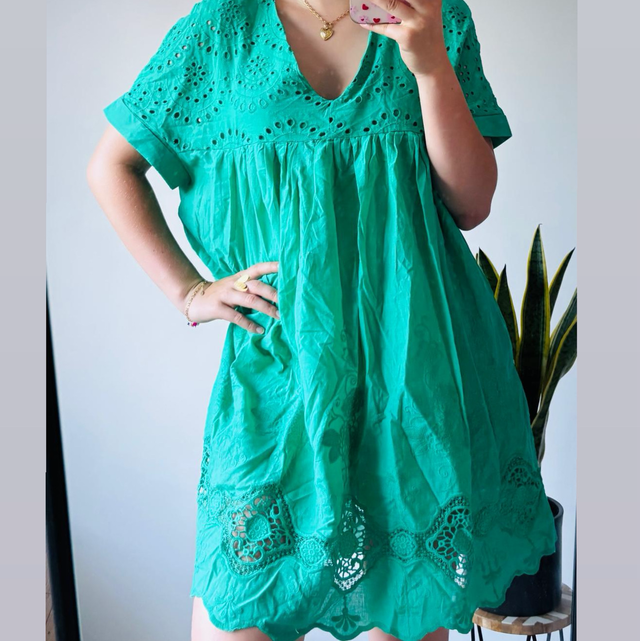 Groene jurk met open rug 