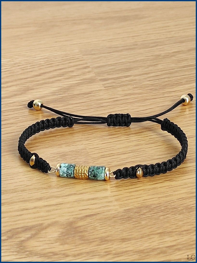 Bracelet tressé - Jaspe vert