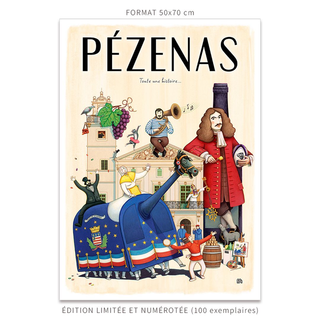 PÉZENAS, Toute une histoire : 50x70 cm ✦ Édition LIMITÉE ✦
