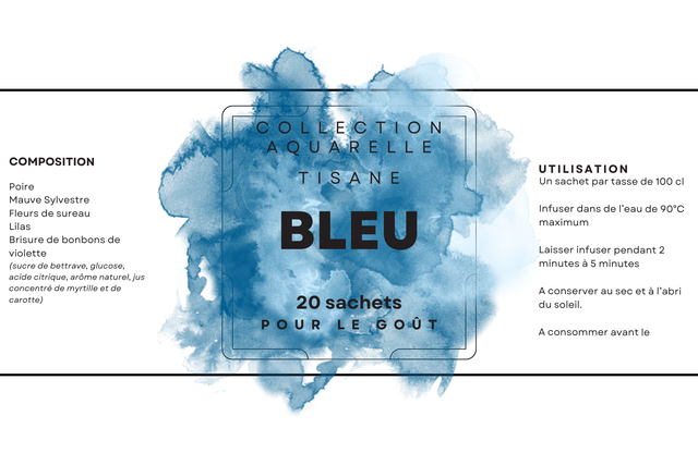COLLECTION AQUARELLE Tisane "Bleu"