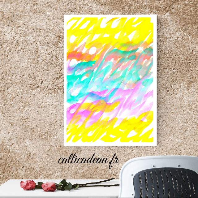Calligraphie Alphabet Arc-en-Ciel | Affiche Fait Main