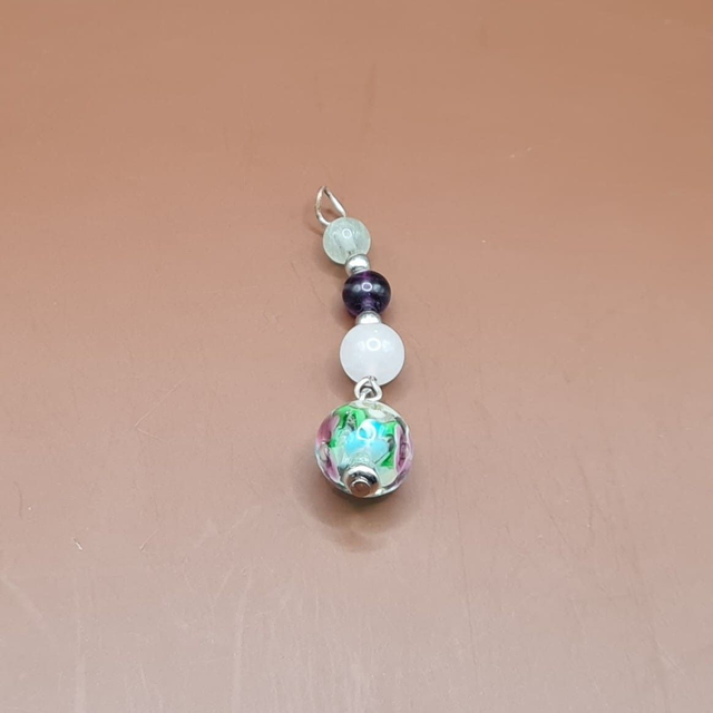 Pendentif Fluorine - quartz rose