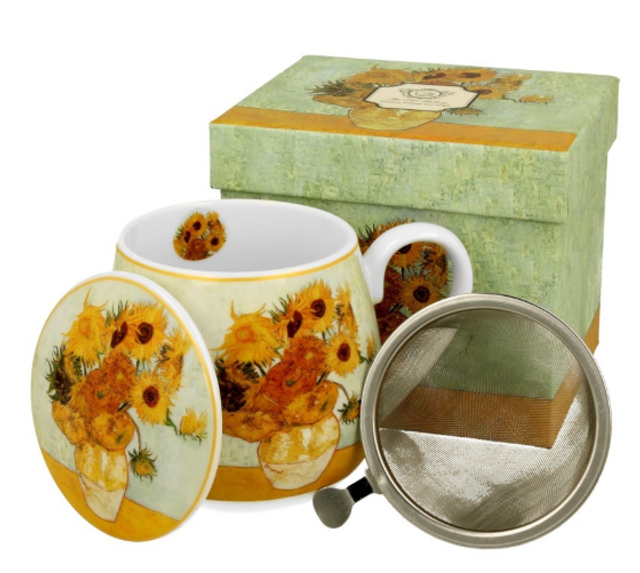 Taza sunflowers, porcelana 0,40 l. filtro y tapa, en caja de regalo. *331