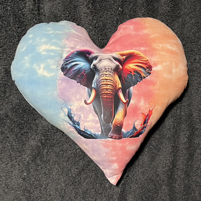 Hand Tie dye cushion with elephant 