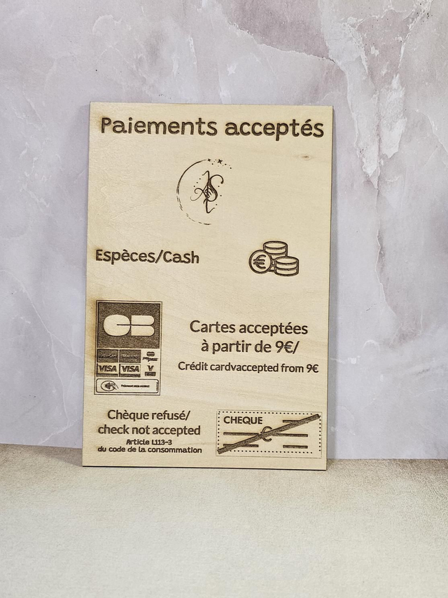 Descriptif produit – Affichage Obligatoire des Moyens de Paiement (Format A5 – Personnalisable) (1)