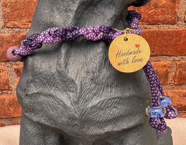 Halsband met lavakralen - 45/50 cm