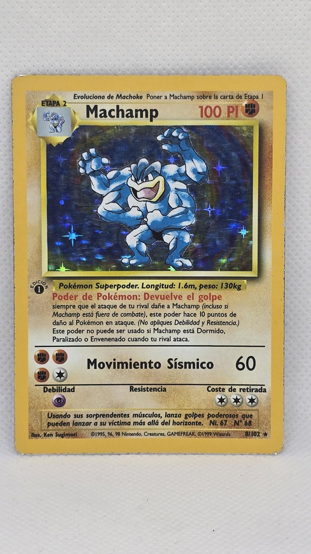 MACHAMP , BASE SET #8 1ERA EDICION HOLO EX