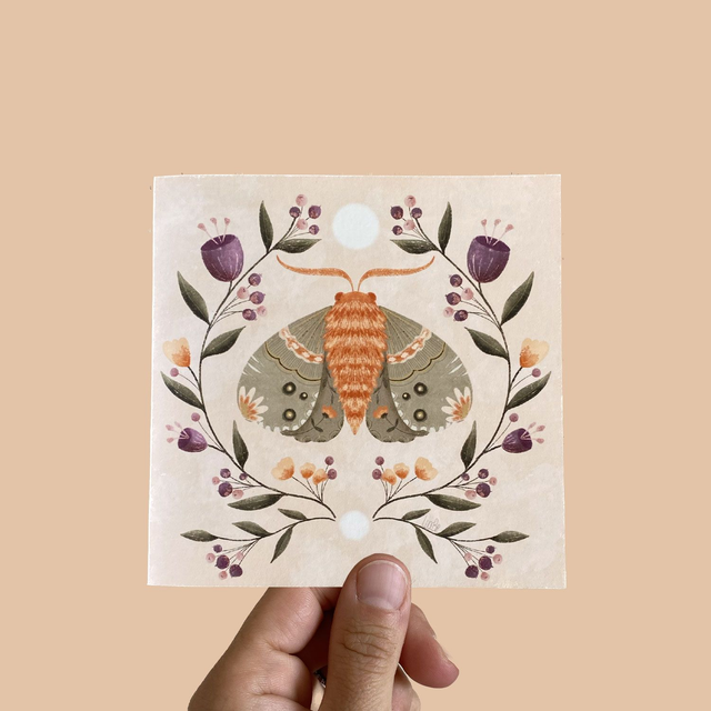 Carte carré double volet Papillon Vert | Enveloppe kraft rectangle