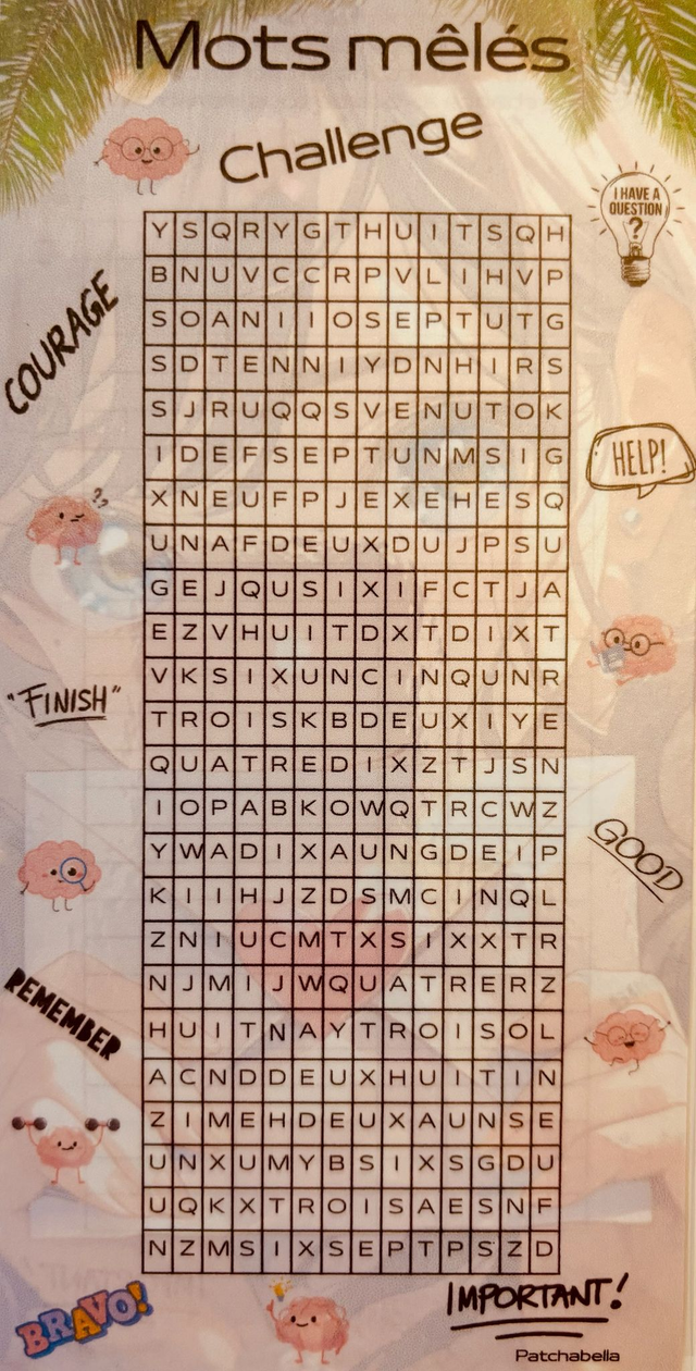 Mots mêlés des chiffres