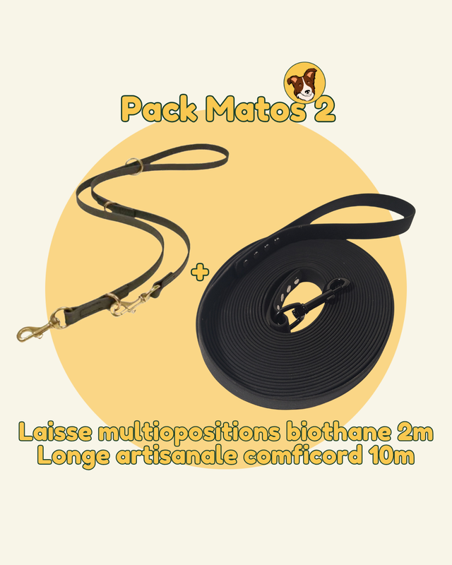 Pack Matos n°2 (Laisse biothane et Longe artisanale 10m)