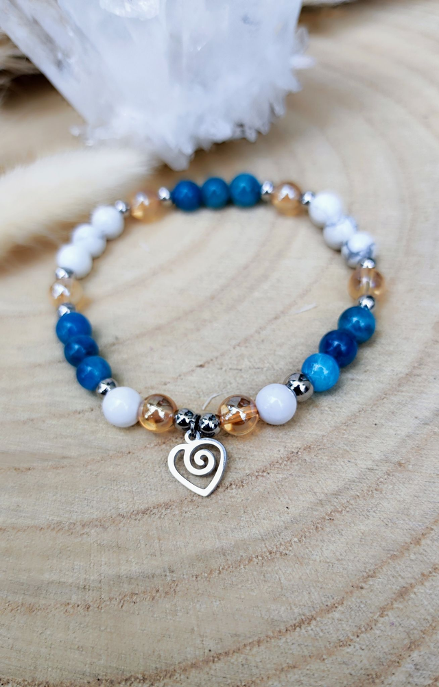 Bracelet Apatite et Howlite Coeur