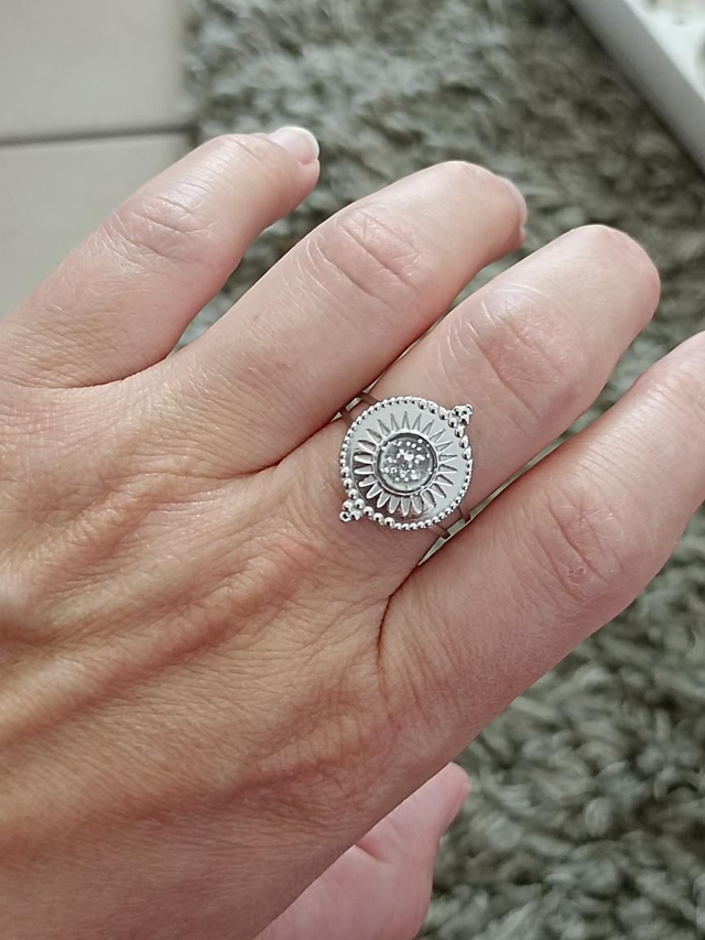 Bague paillettes argentées 