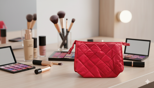 Trousse à maquillage rouge