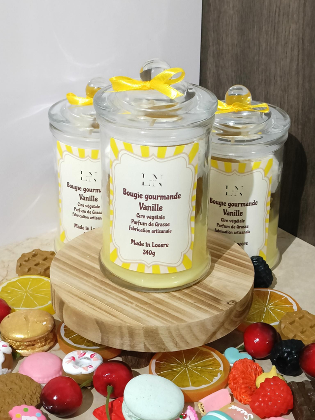 Bougie bonbonnière gourmande vanille