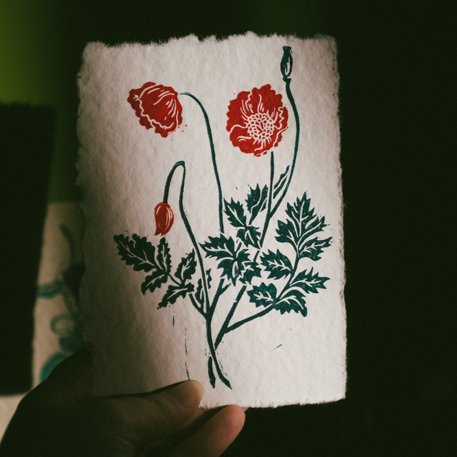 Linogravure - Coquelicot - A6