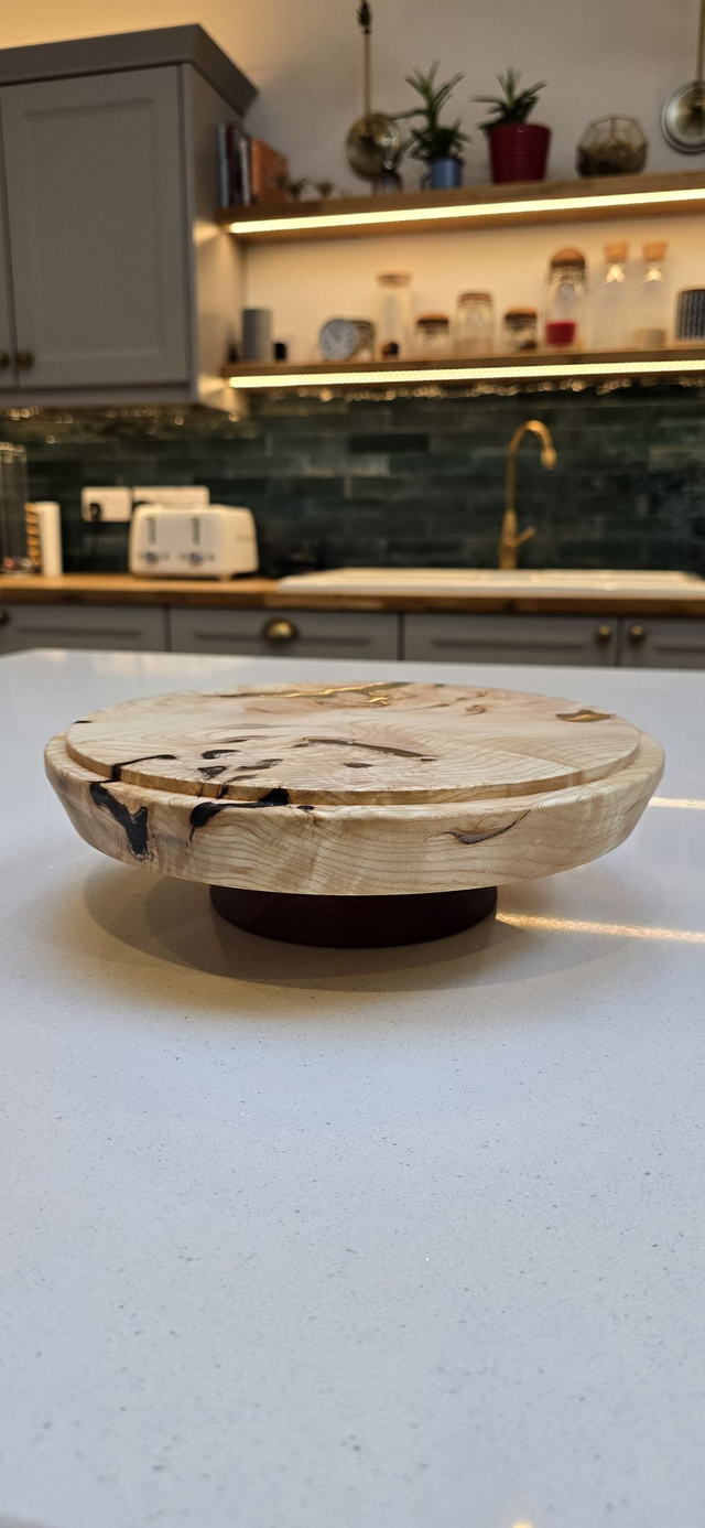 Large Spalted ash and Epoxy Dome with mahogany stand