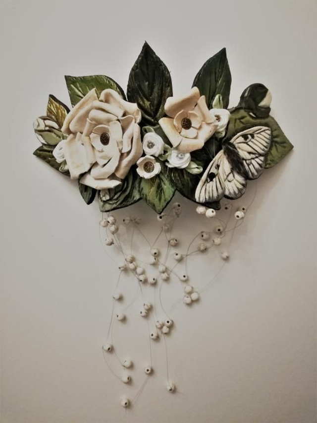 Peigne de mariage Papillon et roses 1
