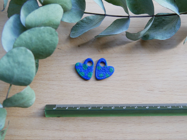 Coeurs ronds bleu/vert