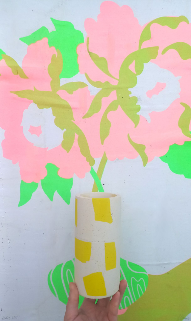 Wazon, okrągły pojemnik na akcesoria, na biurko, do łazienki, beżowy, lastryko