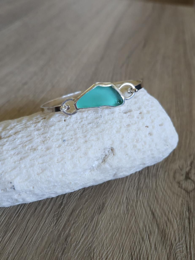 Teal Sea Glass bangle