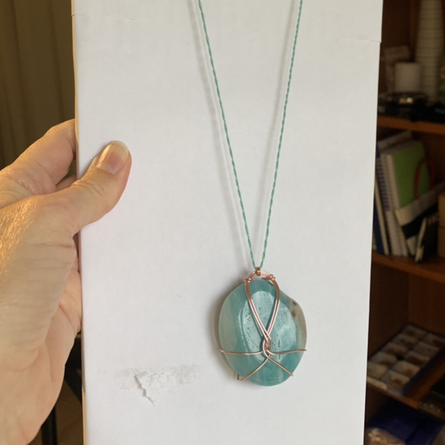 Sautoir, collier en Amazonite naturelle 